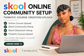 thinkific course creation skool community setup skool setup online course upload
