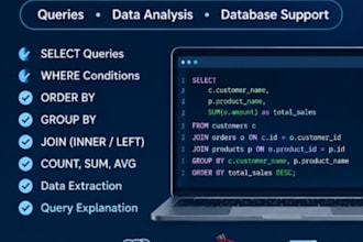 write sql queries and help with sql data analysis