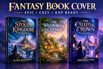 design epic fantasy book cover or cozy fantasy book cover for amazon KDP