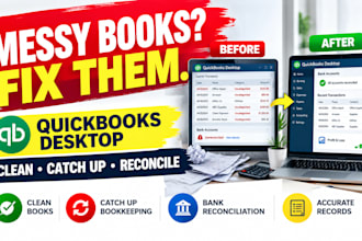fix quickbooks desktop, cleanup, catchup, reconciliation, and messy books