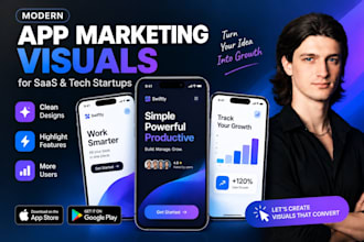 create modern mobile app marketing visuals for saas startups