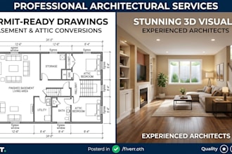 draft architectural permit plans for your basement remodel or attic layout