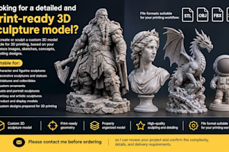 create custom 3d printable sculpture models for 3d printing