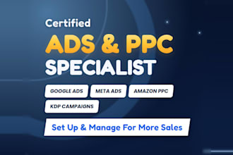 set up and manage google ads, meta ads, amazon PPC and KDP campaigns for sales