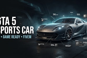 design 3d car model, gta 5 car, sport car model, gta 5 vehicle, fivem car