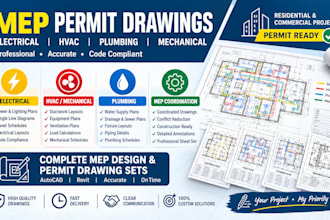 do electrical, hvac, plumbing design, and mep permit drawing