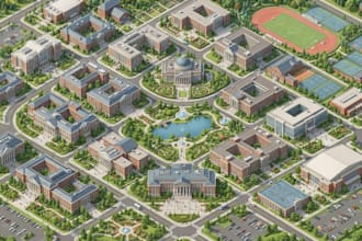 create 3d isometric campus,resort, event and property map