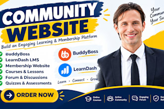 buddyboss learndash lms membership community website with courses forum quizzes