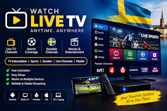 create fast, reliable TV subscription, sport, sweden, live tv channel, playlist