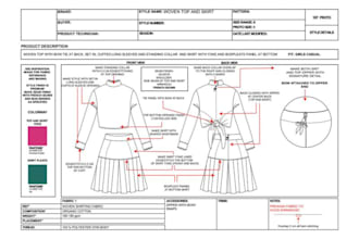 design fashion tech pack, clothing technical flat sketch and apparel techpack