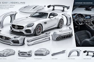 do 3d car modeling, body kits widebody bumper, spoiler and automotive cad design