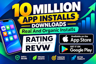 mobile app install 5000 USA uae rating user revw android, IOS, game promotion