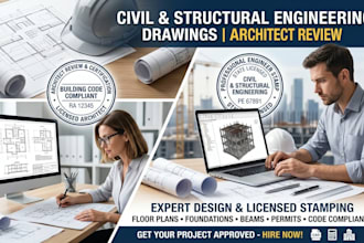 do civil and structural engineering drawing, architect review engineer stamp