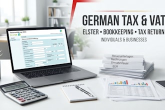 file german tax return, vat, bookkeeping, via elster for individual and business