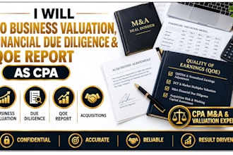 business valuation with financial due diligence and qoe report for acquisition