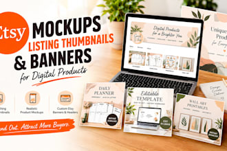 create etsy mockups, etsy listing thumbnails, etsy banners for digital products