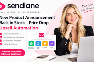 sendlane new product announcement back in stock price drop upsell automation