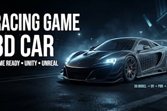 create 3d sport car model, 3d racing car, game ready car, 3d racing car asset