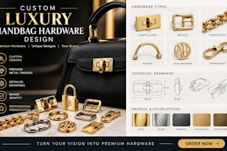 design custom luxury handbag hardware, clasps, locks and metal accessories