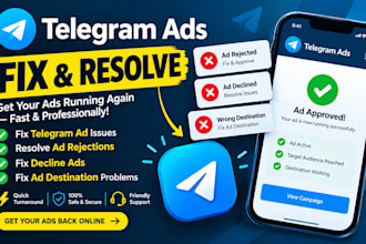 fix telegram ad, resolve telegram ad, fix decline ad, fix ad destination