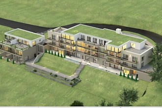 design 3d modern low rise apartment,multifamily visualization,exterior rendering