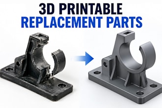 design 3d printable replacement parts, brackets , clips, adapters stl solidworks