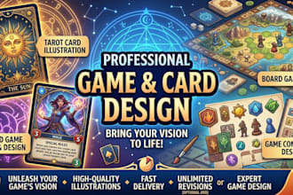 design card game art, board game, card game design tarot cards illustration