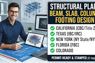 design beam slab column footing structural plan ca tx ny fl co