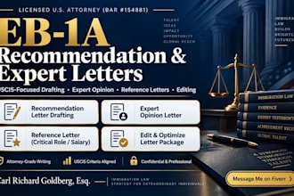 draft an eb1a expert opinion letter as a US immigration attorney