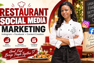 be your restaurant social media marketing manager for cafe, bar and food brands