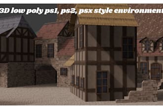 create ps1 ps2 psx low poly environments retro maps stylised game wors