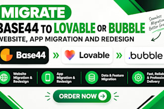 migrate backup base44 to lovable bubble website app migration website redesign