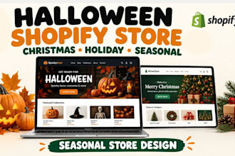 design premium halloween shopify store christmas shopify store website design