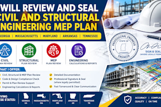 review and seal civil and structural engineering mep plan in georgia ma MD ar tn