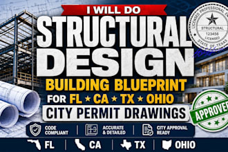 do structural design building blueprint for fl ca tx ohio city permit drawings
