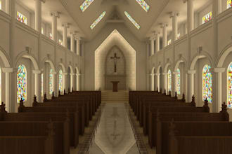 do 3d church design, 3d mosque, 3d church interior visualization