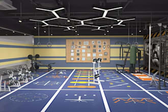 design gym,yoga and pilates studio,house gym with realistic 3d rendering
