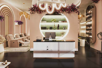 design luxury 3d beauty salon spa coffee shop and barbershop interior rendering
