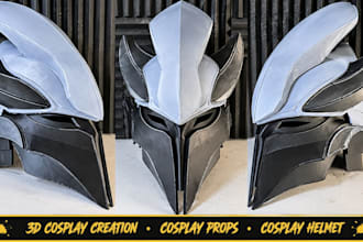 make eva foam wearable helmet, cosplay armor props, 3d mask and gauntlet