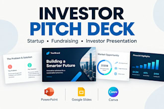 design an investor pitch deck for startups and fundraising