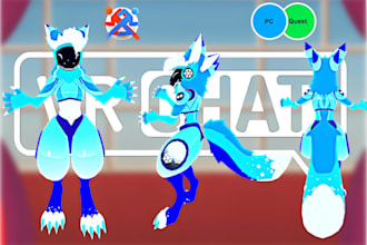 make custom 3d furry vrchat avatar protogen dragon, anthro furry vrc avatar