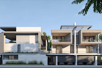 render propose building from site plan,urban planning,3d townhouse visualization
