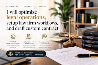 optimize legal operations, setup law firm workflows, and draft custom contract