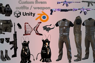 create custom fivem outfits, 3d game wears, fivem weapon, gang outfits ped props