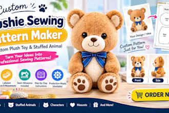 be your plushie sewing pattern maker for custom plush toy stuffed animal