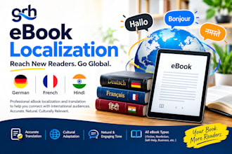 localize your ebook into hindi, german and french