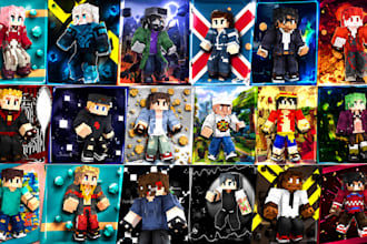 design a custom minecraft skin, character skin and HD youtuber skin