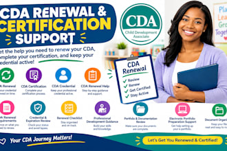 provide cda renewal, certification and credential renewal support