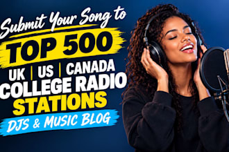 submit your song to top 500 UK US canada college radio stations djs music blog