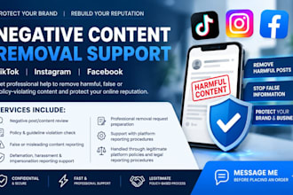 takedown harassing remove delete defamatory content on fb ig tiktok youtube dmca